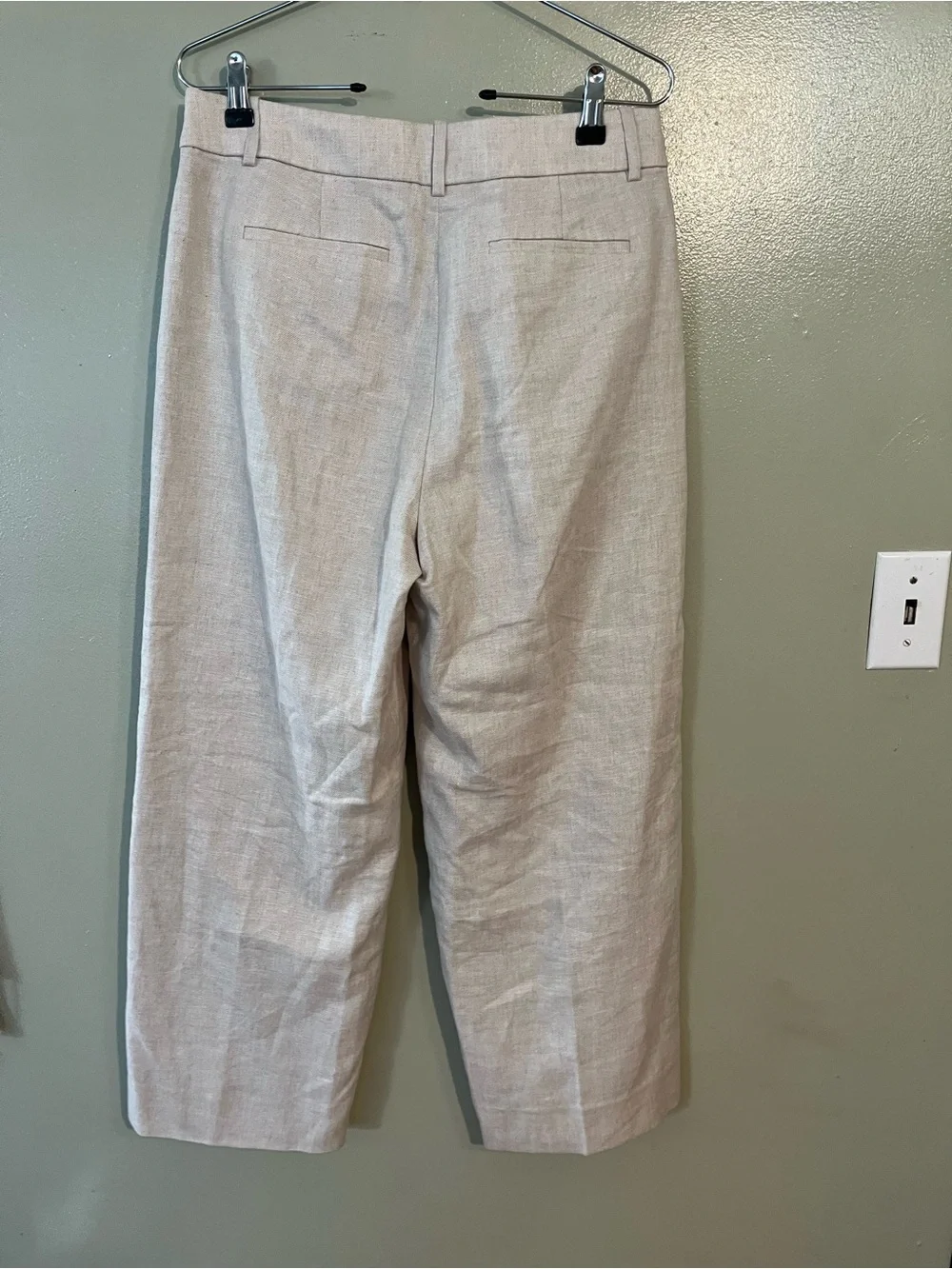J Crew Sydney Wide Leg Crop Lined  Women's Cream Linen Blend Pants 6